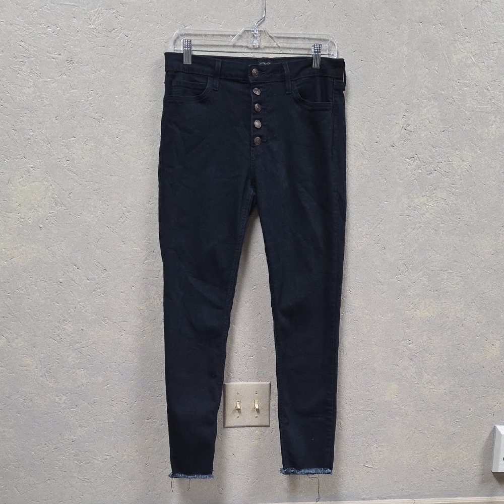 Just Black High Rise Dark Wash Button Fly Stretch Skinny Jeans Sz 31